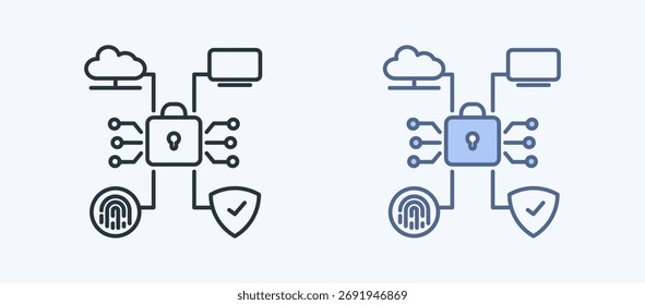 Colección de íconos de estilo múltiple de seguridad cibernética
