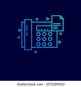 Cyber security neon icon with blue background
