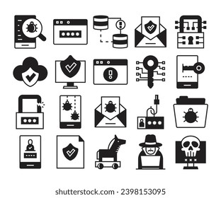 cyber security and network icons set