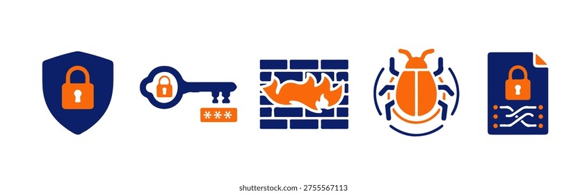Cyber Security and Network Privacy Protection Icons Collection