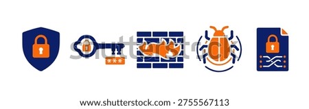 Cyber Security and Network Privacy Protection Icons Collection