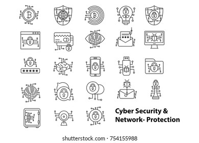 Cyber security & network protection icon collection