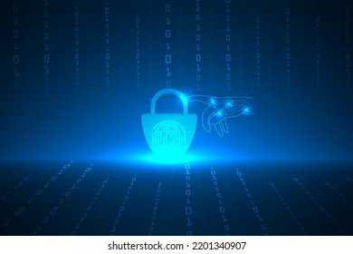 cyber security on code number protection technology abstract background. top security by padlock innovation abstract.