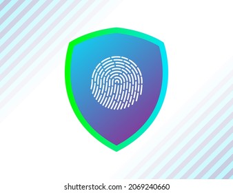 Cyber security. Online information protect, internet digital technology background. Save data, fingerprint on shield