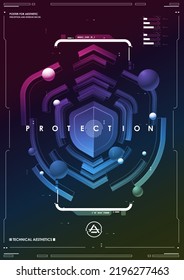 Ciberseguridad. Protección de la información en línea, antecedentes de tecnología digital en internet. Escaneo de huellas digitales en fondo neón futurista.