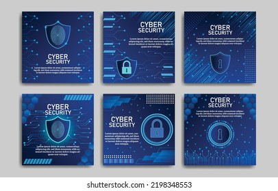 Cyber security. Online information protect, internet digital technology background. Save data, fingerprint on shield recent vector concept