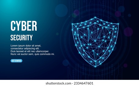 Cyber security. Online information protect, internet digital technology background. Save data, shield recent vector concept