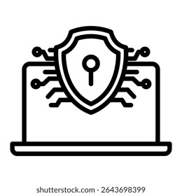 Cyber security outline icon. Simple vector icon design in outline style. Editable vector format