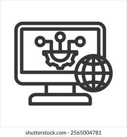 Cyber Security Outline Icon Vector Illustration