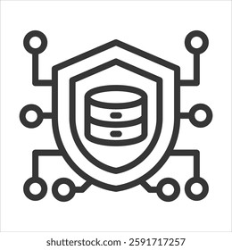 Cyber Security Outline Icon Vector Illustration