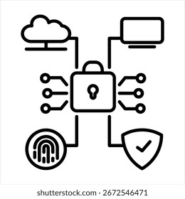 Ilustración vectorial de iconos de esquema de seguridad cibernética
