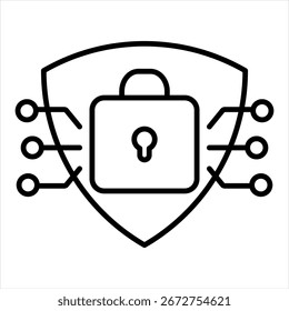Ilustración vectorial de iconos de esquema de seguridad cibernética