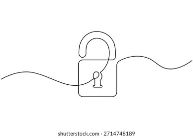 Cibersegurança cadeado contínuo uma linha contorno vetor ilustração
