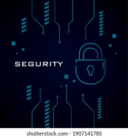 Cyber Security Padlock Design Of Lock Password Technology And Protection Online Theme Vector Illustration