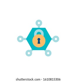 cyber security with padlock flat style icon vector illustration design