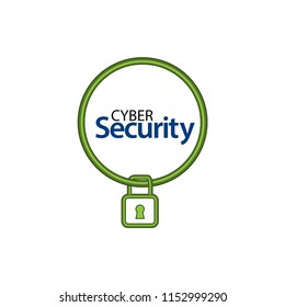 Cyber security with padlock icon. Flat vector illustration on white background