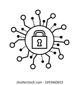 Cyber Security Padlock Icon Vector. Lock Flat Sign