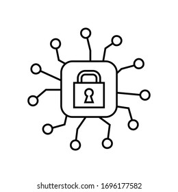 Cyber Security Padlock Icon Vector. Lock Flat Sign