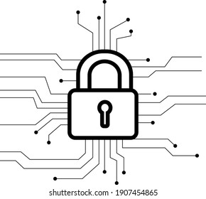 cyber Security Padlock icon vector. Lock flat sign