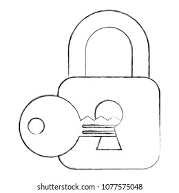 cyber security padlock and key on keyhole