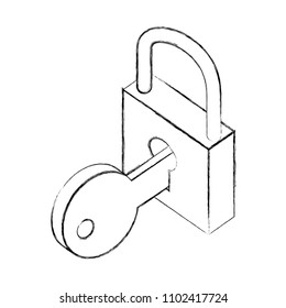 cyber security padlock key protection isometric