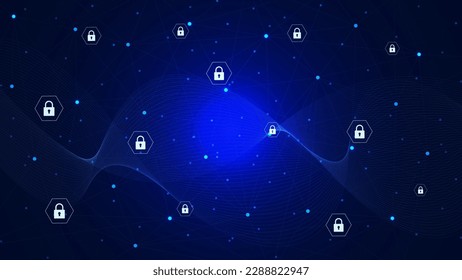 Cyber security padlock with keyhole network protection background. Personal data security and policy privacy concept. Vector illustration.