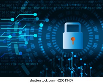 Cyber security with padlock on digital background