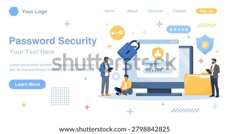 Cyber Security. Password Privacy. Personal Data Safety and Encryption. People Register New Account. Users Use Secure Login Password. Personal Information, Internet Access or Database Protection