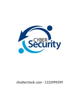Cyber security with people icon. Flat vector illustration on white background