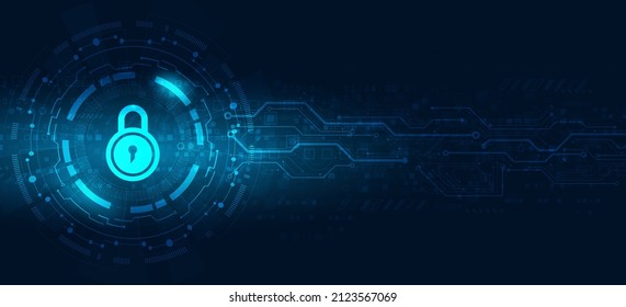 Schutz personenbezogener Daten für Cybersicherheit.padlock Vektor.Abstrakter Hightech 
 futuristisches Hintergrundkonzept.