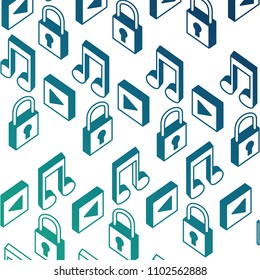 cyber security player music isometric background