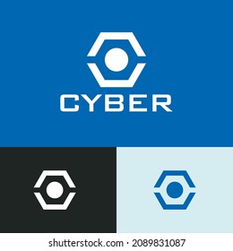 Cyber security polygon logo design concept. Polygonal logomark illustration. Can representing hacker, vpn, blockchain, tech, code.