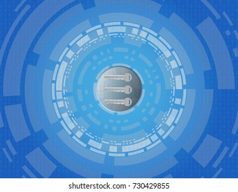 Cyber security protection with 3 keys on blue background.system privacy. Vector illustration