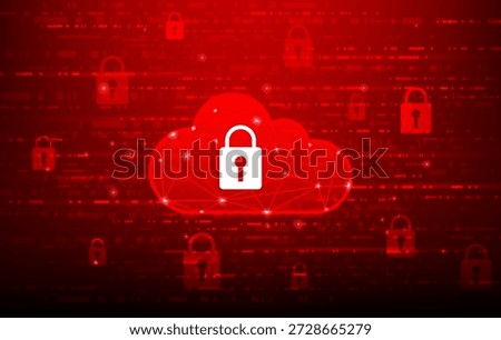 cyber security protection cloud digital technology on red background. secures storage online. Data center protection wallpaper. vector illustration fantastic technology.