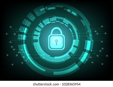 cyber security protection concept. system privacy vector illustrations. padlock on dark blue background digital technology connection secure alert