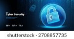 Cyber Security Protection With Digital Lock Inside Shield Bubble, Symbolizing Data Safety, Encryption, Firewall Defense, And Modern Network Protection Technology. Vector Illustration.