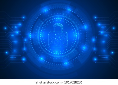 abstracto de la tecnología de innovación en ciberseguridad y protección. privacidad de conexión por fondo de candado.
