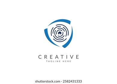 Cyber security and protection logo design.