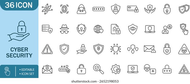 Cyber Security, Protection, Privacy, Network, Password, Lock, Shield Icon Set,
cybersecurity, security, privacy, protection, firewall, antivirus, malware, password, encryption, lock, shield, warning

