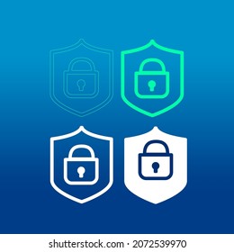 El concepto de protección de la ciberseguridad. Vector de ilustración