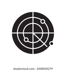 Cyber security radar, icon vector flat black illustration for web and app..eps
