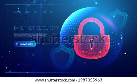 Cyber security red lock. Sphere shield internet protection. Antivirus Background. EPS 10