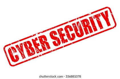CYBER SECURITY red stamp text on white