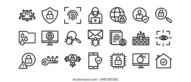 Cybersicherheitsbezogene Vektorsymbole gesetzt.