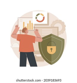 Cyber security risk management abstract concept vector illustration. Cyber security report analysis, risk mitigation management, protection strategy, identify digital threat abstract metaphor.