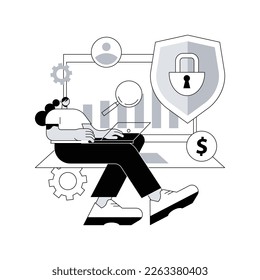 Cyber security risk management abstract concept vector illustration. Cyber security report analysis, risk mitigation management, protection strategy, identify digital threat abstract metaphor.