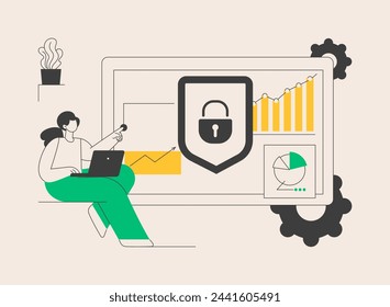 Cyber security risk management abstract concept vector illustration. Cyber security report analysis, risk mitigation management, protection strategy, identify digital threat abstract metaphor.