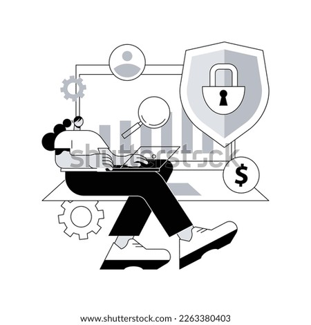 Cyber security risk management abstract concept vector illustration. Cyber security report analysis, risk mitigation management, protection strategy, identify digital threat abstract metaphor.