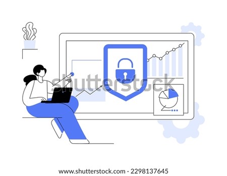 Cyber security risk management abstract concept vector illustration. Cyber security report analysis, risk mitigation management, protection strategy, identify digital threat abstract metaphor.