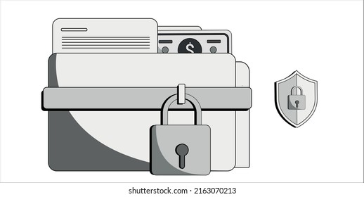 Cyber Security, Safeguard Important Documents, Financial And Secretive Information With A Lock And An Icon For Privacy And Security 